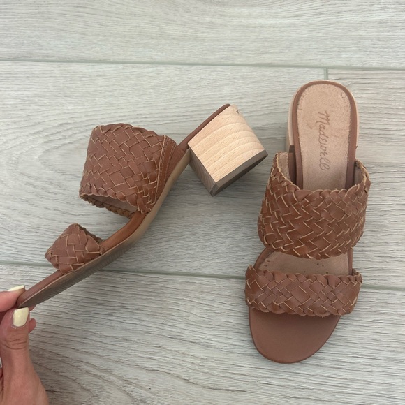Madewell Brown Woven Heeled Double Strap Sandals 6.5 - Picture 4 of 6